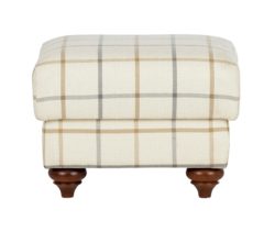 Heart of House - Argyll - Fabric Footstool - Natural Blue Check